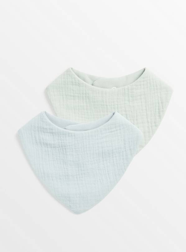 Blue Muslin Hanky Bib 2 Pack  One Size